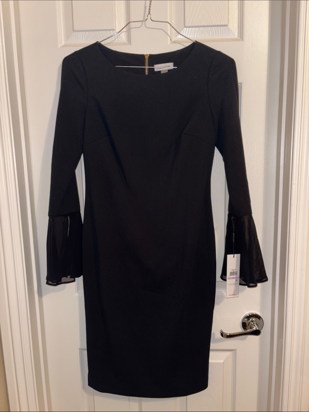 Calvin Klein Black Long-Sleeve Bell Cuff Dress - Size 6
